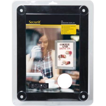 Informační rámeček na sklo A4, černý, obr. 1