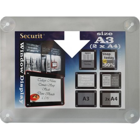 Informační rámeček na sklo A3, šedý, obr. 1