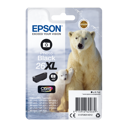 Epson Singlepack Photo Black 26XL Claria Prem Ink originální