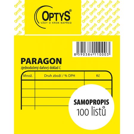 Paragon, samopropisovací, 7,5 x 9,5 cm, obr. 1