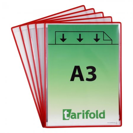 ochranné kapsy samolepicí, A3, otevřené na krátké straně, nepermanentní, červené - 5 ks