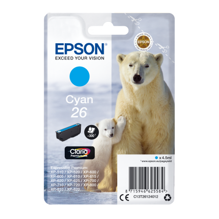 Epson Singlepack Cyan 26 Claria Premium Ink originální