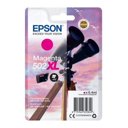 EPSON singlepack,Magenta 502XL,Ink,XL originální