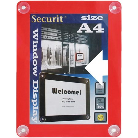 Informační rámeček na sklo A4, červený, obr. 1