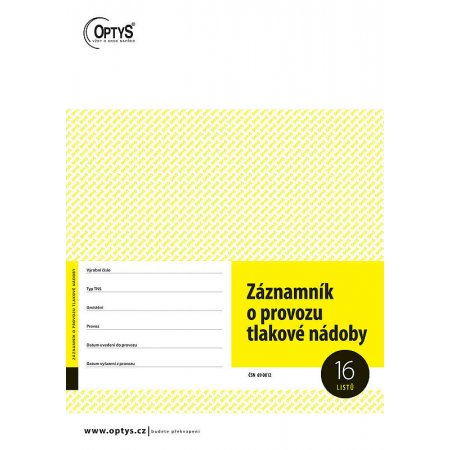 Záznamník o provozu tlakové nádoby A4, obr. 1