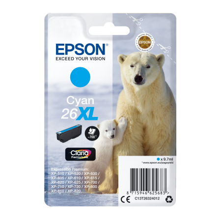 Epson Singlepack Cyan 26XL Claria Premium Ink originální