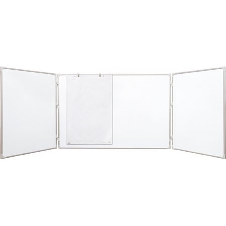 Trojdílná bílá magnetická tabule 120x90/240 cm, keramická, ALU rám , obr. 1