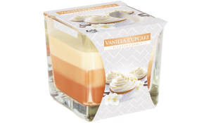Vonná svíčka Vanilla - cupcake tříbarevná ve skle
