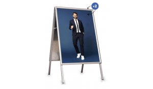 Stříbrný reklamní A stojan s ostrými rohy A1