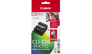 Canon CLI-526 C/M/Y/B + 50x PP-201 originální