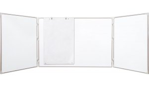 Trojdílná bílá magnetická tabule 180x120/360 cm, lakovaný povrch a ALU rám 