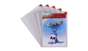 Kang Easy Clic - samolepicí kapsy, A4, nepermanentní, červené - 5 ks